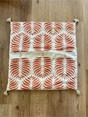 SERENA & Lily Granada Terracotta Orange Leaf Print Quilted Euro Sham w Tassels